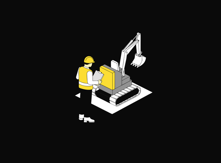 Isometric illustration of a plant risk assessment for mobile plant