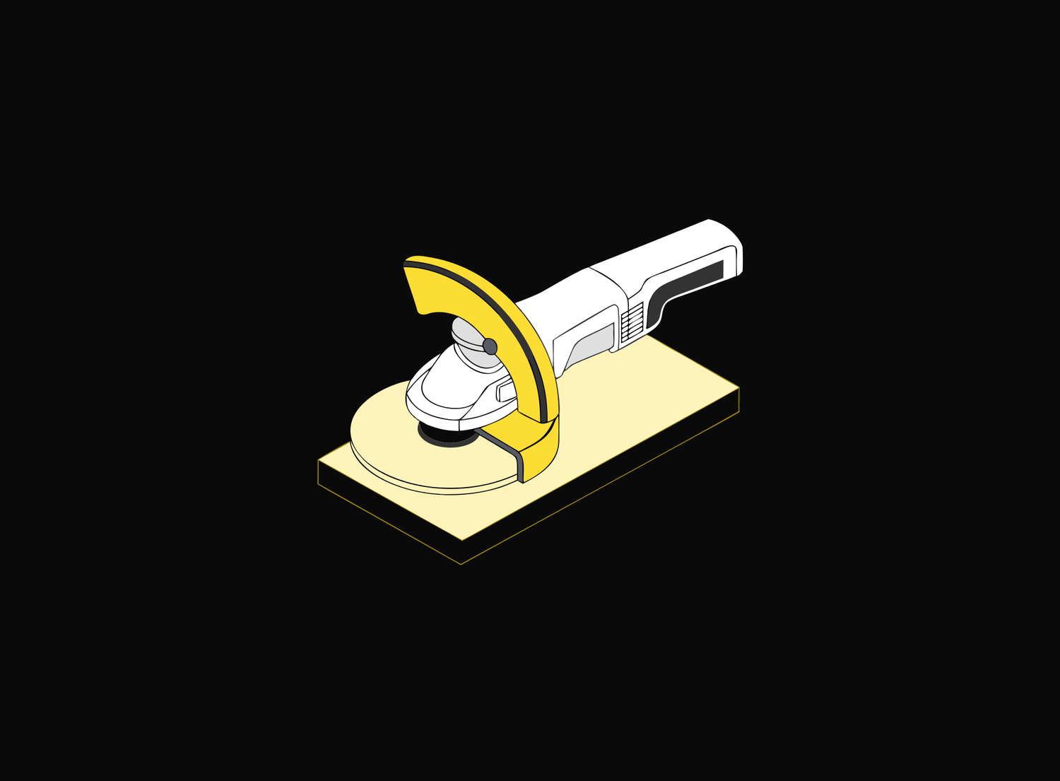 Isometric illustration of a safe operating procedure for a guarded angle grinder