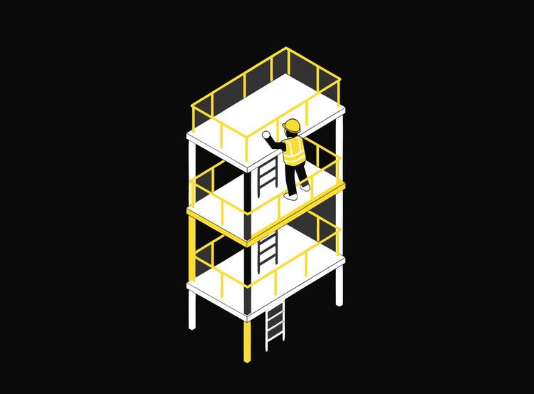 Isometric illustration of a Safe Work Method Statement for high risk construction work
